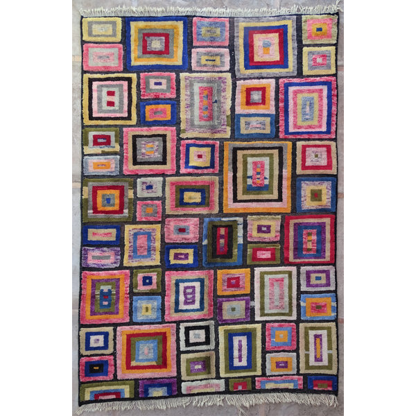 Latitude Vive Mrirt Luxury HandKnotted Wool Pink/Blue/Yellow Rug